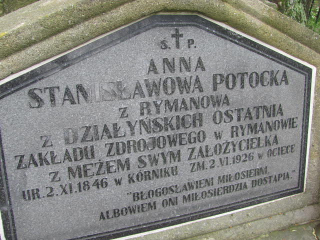 Anna Stanisławowa-Potocka 1846 Rymanów - Grobonet - Wyszukiwarka osób pochowanych