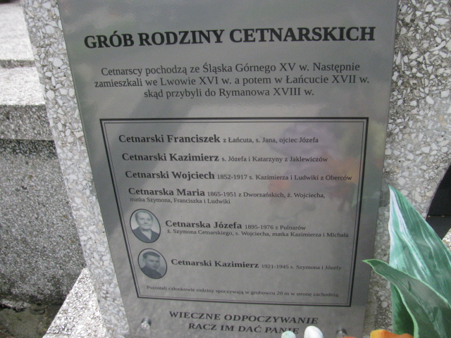 Kazimierz Cetnarski 1920 Rymanów - Grobonet - Wyszukiwarka osób pochowanych