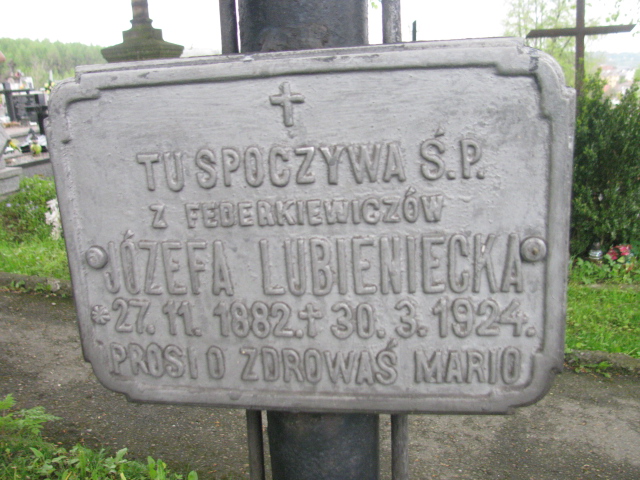Józefa Lubieniecka 1882 Rymanów - Grobonet - Wyszukiwarka osób pochowanych